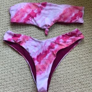 Bandeau bikini! Pink tie dye
